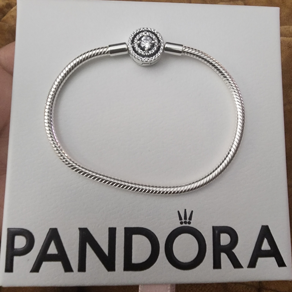 Pandora Silver Bracelet with Sparkling Centerpiece